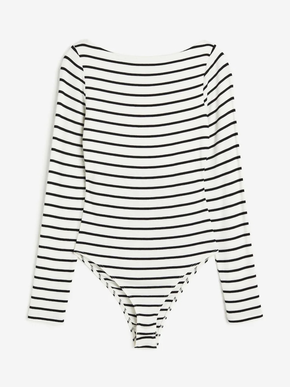 H&M Cream and Black Striped Long Sleeve Bodysuit